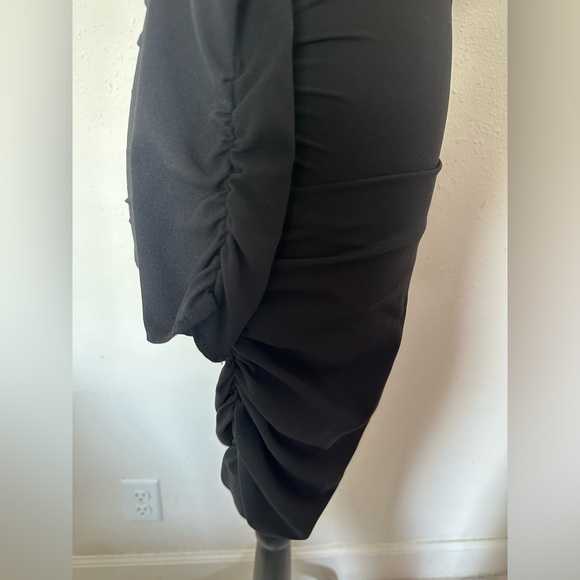 ZARA BLACK DRAPED ASYMMETRICAL DRESS - Picture 4 of 6